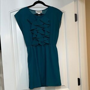 Francesca's Collections Teal Ruffle Mini Dress